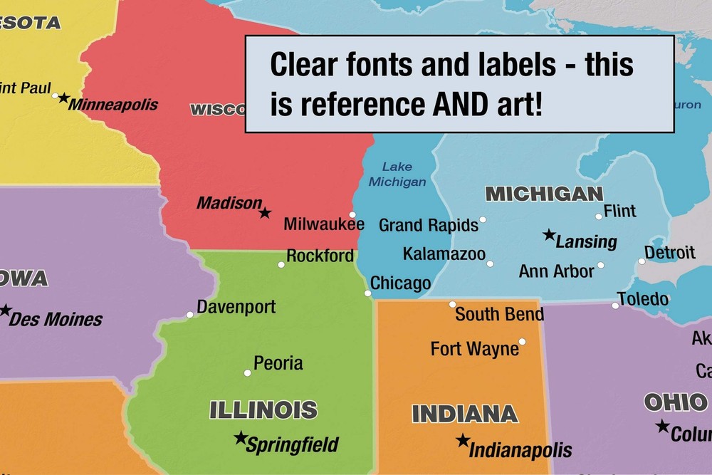 Laminated United States Scholar Map Poster | Educational Elementary School Ve...