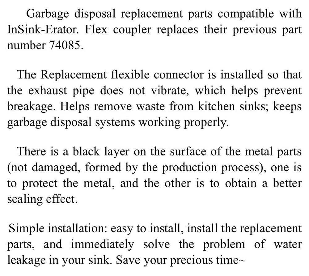 75499 Flex Coupler Garbage Disposal Parts for InSinkErator / Replaces Part 74085
