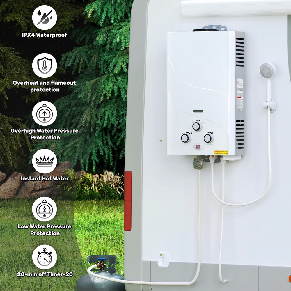 8L 2GPM Tankless LPG Liquid Propane Gas Hot Water Heater On-Demand Water Boiler