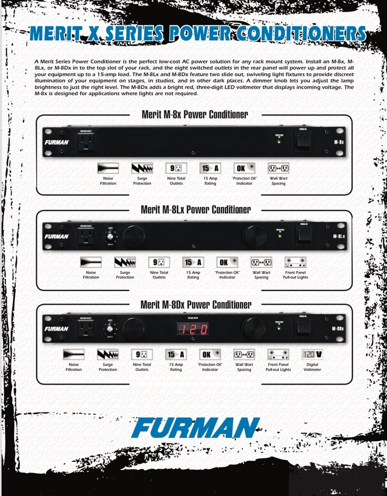 FURMAN M8DX MERIT SERIES SPIKE PROTECTOR WITH LIGHTS