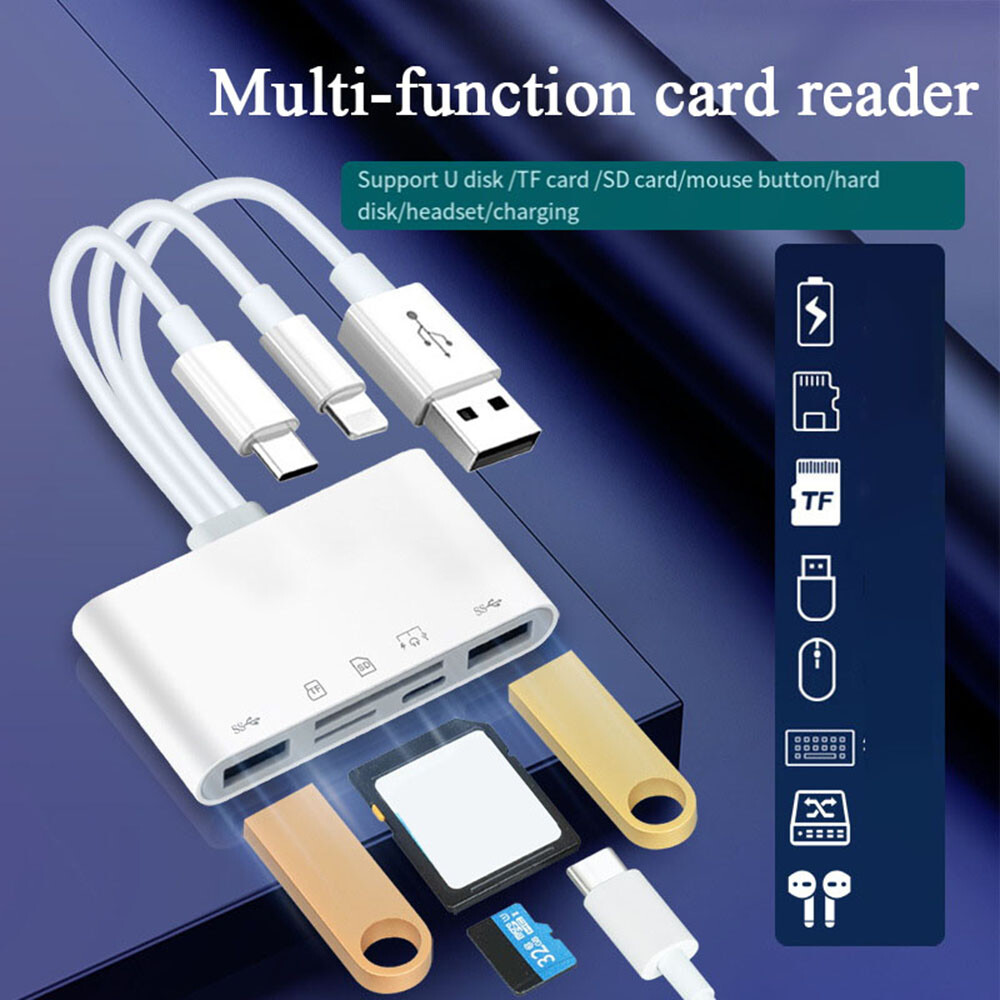 Functional 5 In 1 Memory Card Reader And OTG External Converter For Mobile NEW ⇘