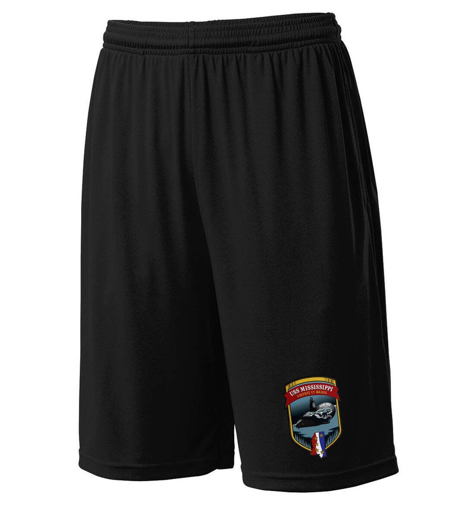 SSN-782 USS Mississippi Black Active Shorts