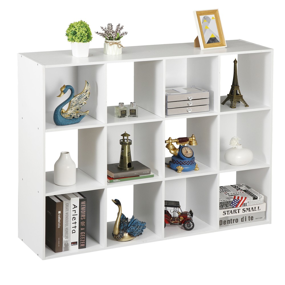 12 Cube Organizer Storage Bookcase Open Shelf for Home office Decor White