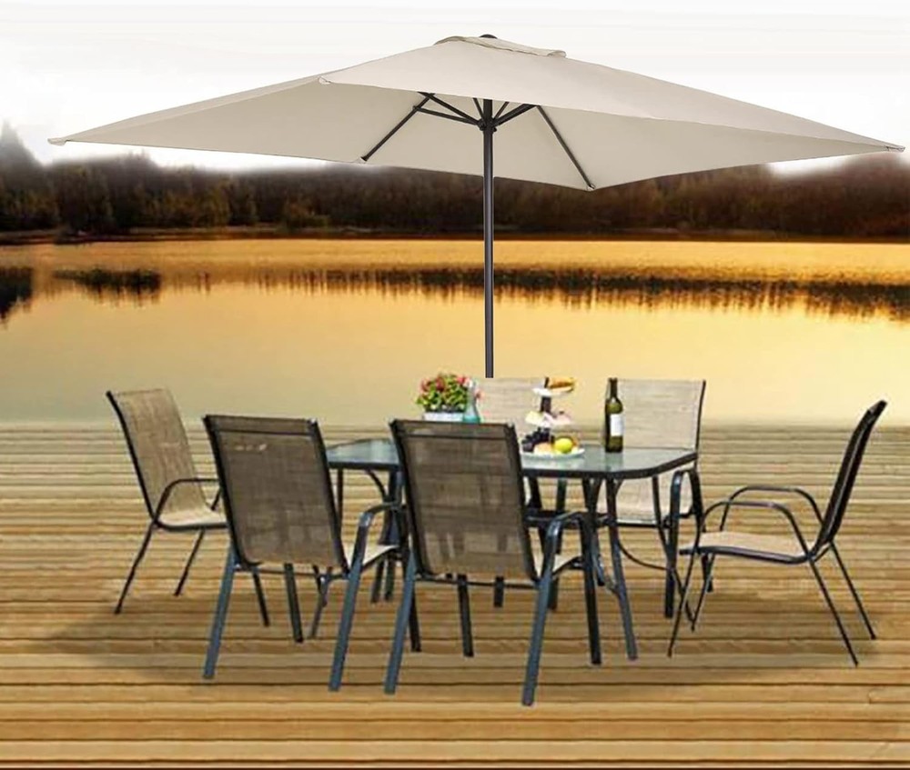 Rectangular Umbrella Canopy Replacement 6 Ribs, Fade White