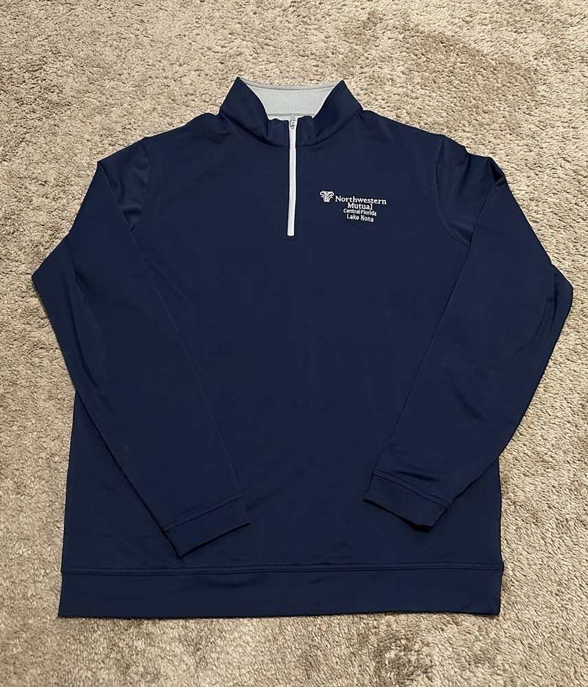 Peter Millar 1/4 Zip Sweater Mens Large Pullover Perth Performance Golf Blue
