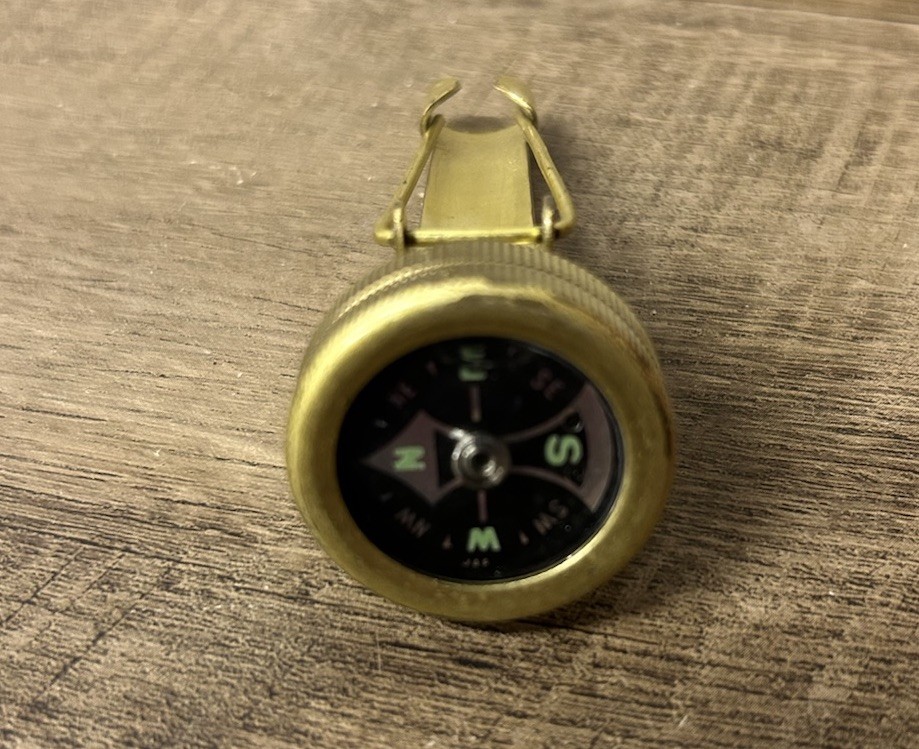 Vintage Pin-On Brass Compass