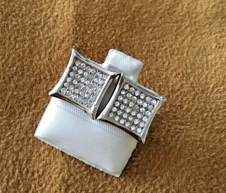 Sterling Silver .925 Square CZ Pave Earrings