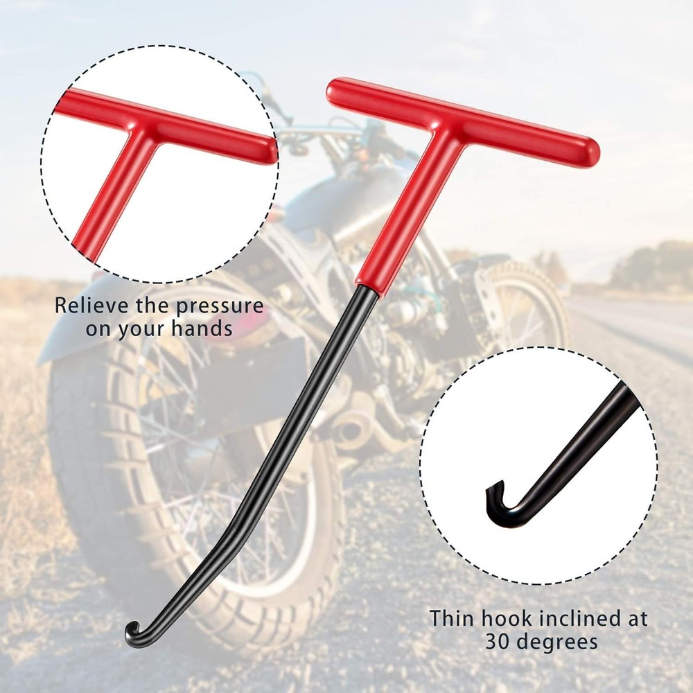 Durable Red Exhaust Spring Hook Tools - 2-Piece Set for Easy Motorcycle Repairs