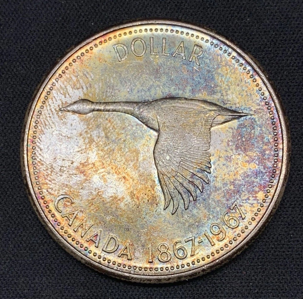 1967 Canada Silver Dollar $1 - Colorful Toned