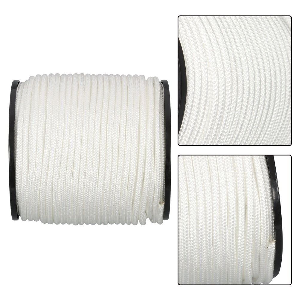 Multipurpose White Nylon Rope Sturdy Spool Solid Braid Knot Rope 1/4" × 5250'