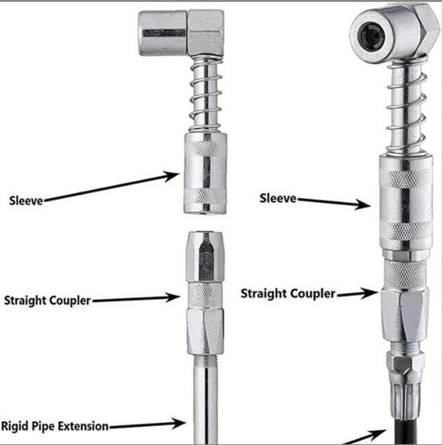 90 Degree Grease Nozzle Adapter 3 Jaw Coupler Grease Fitting Tool with Sleeve