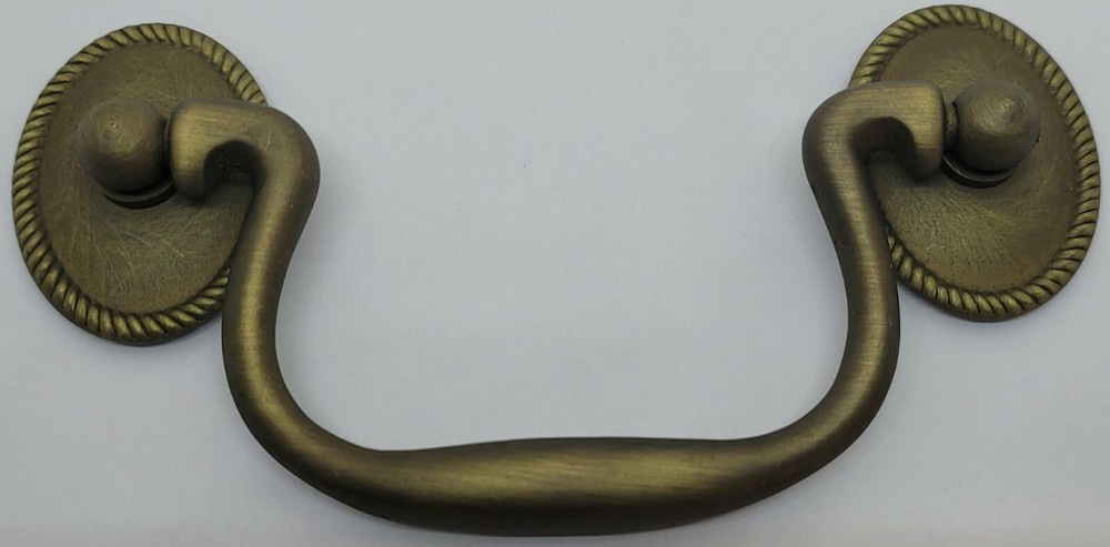 Oval Rosette Rope Pattern back plate Bail Pull handle mid century modern antique