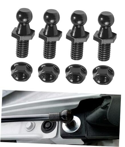 4PCS 10mm Ball Stud,Car Accessories Spring Strut Studs with Hardware Lock Black