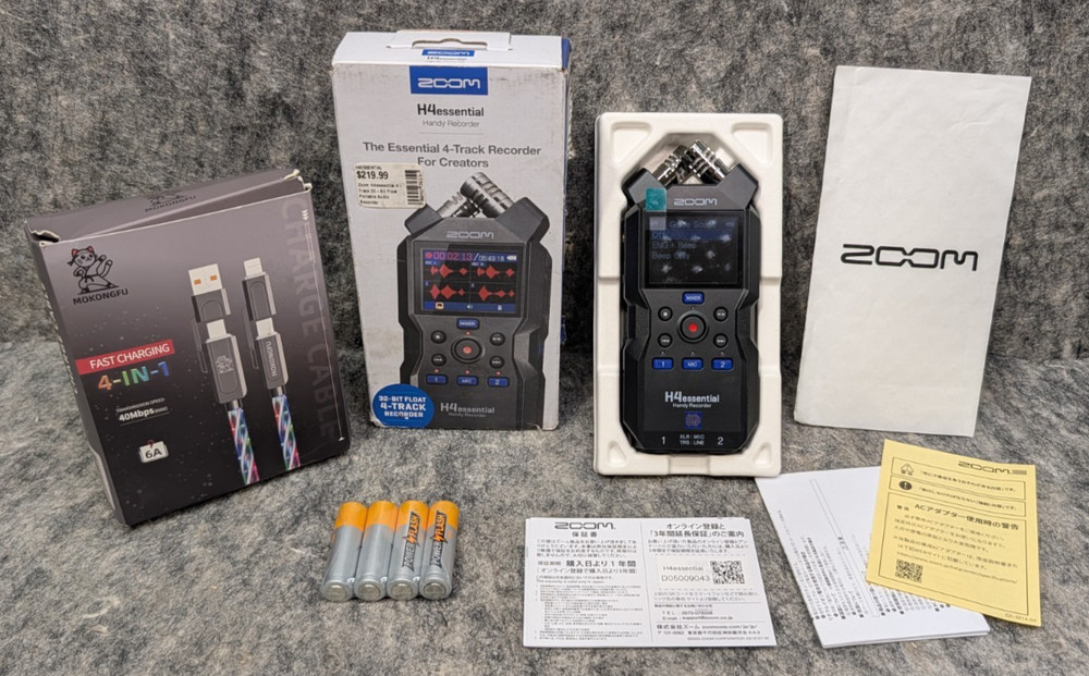 Zoom H4essential Handy Recorder 32-Bit Float 4-Track Handheld Digital Bundle