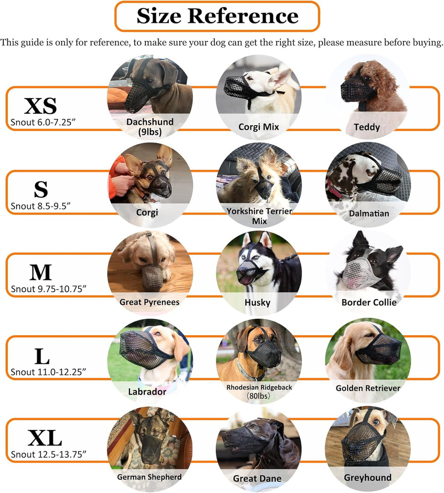 Dog Muzzle, Soft Mesh Muzzle for Small Medium Large Dogs Labrador German Shepher