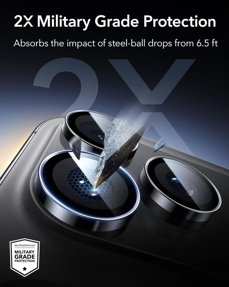 ESR Camera Lens Protector for Iphone 17 Pro Max/17 Pro 1 Pack Black