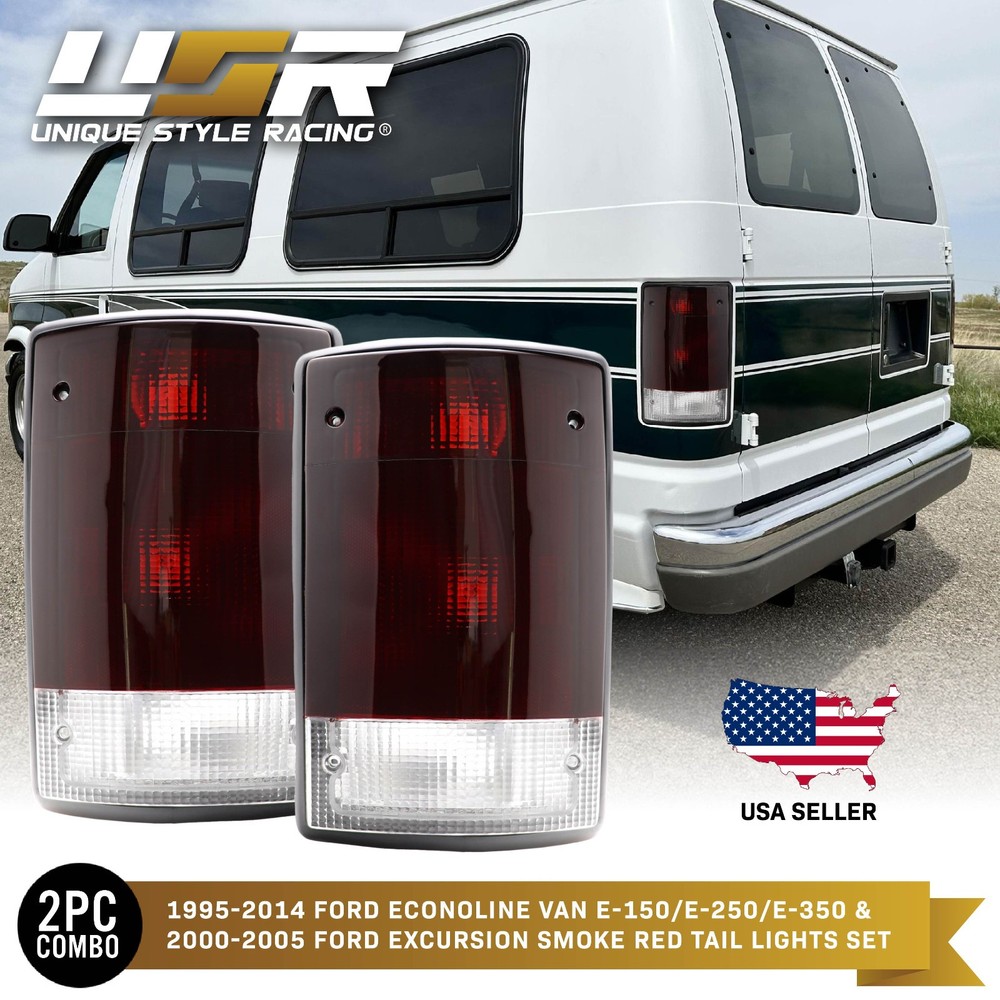Dark RED/SMOKE Tail Light For 00-05 Ford Excursion / 95-14 E-150 E-250 E-350 Van