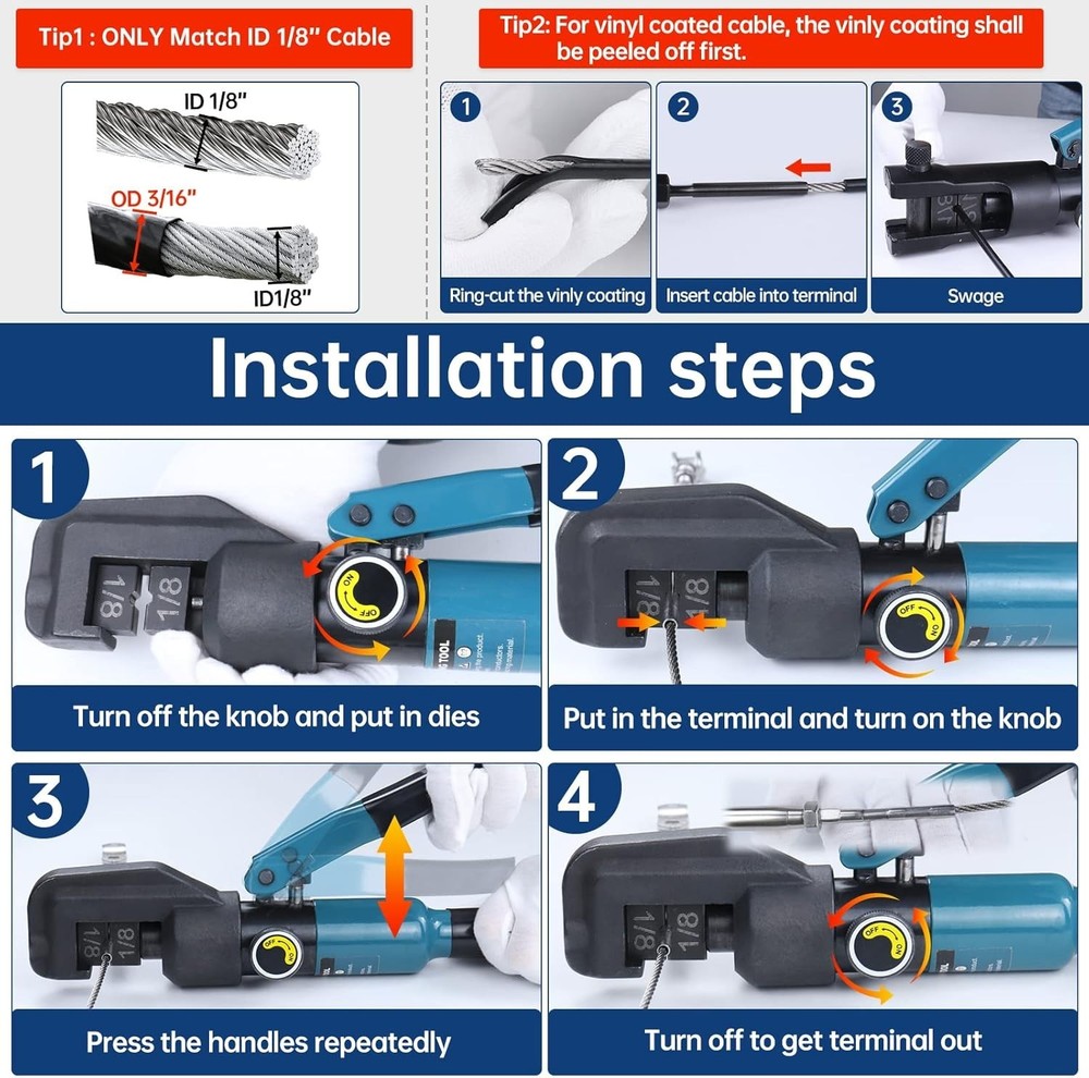Hydraulic Crimper Tool for Wire Rope Swaging