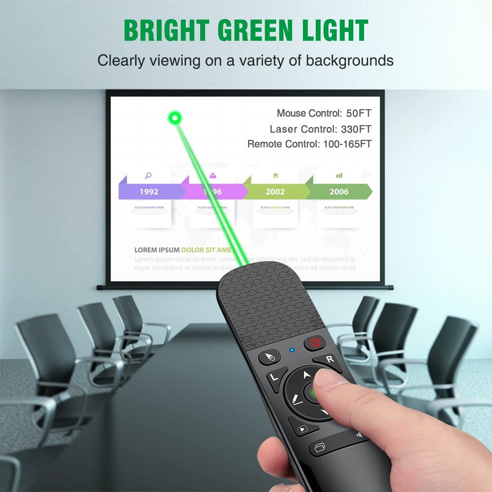 Presentation Clicker Mouse Control with Green Light for PowerPoint Presentati...