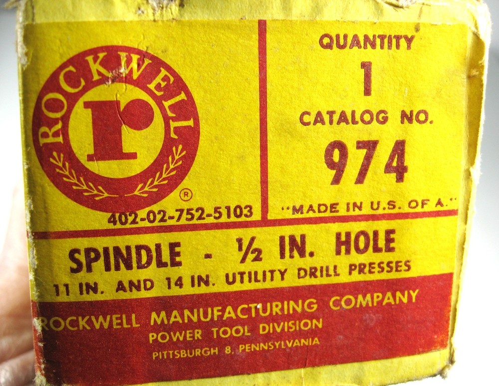Rockwell 1/2" Drill Press Spindle with 1/2" chuck