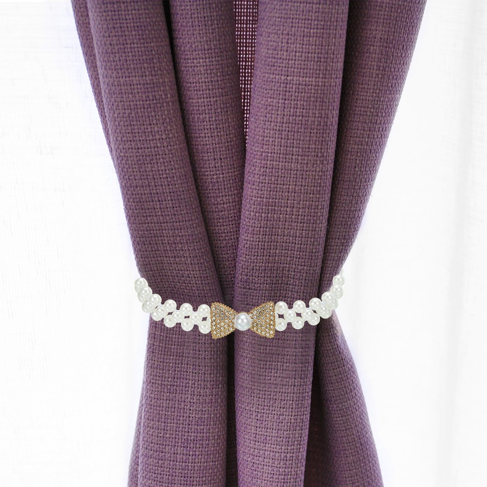 2pcs Curtain Tiebacks Ropes Bow-Knot Style Drape Tie Backs Silver