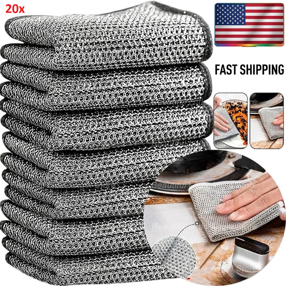 20pcs Multipurpose Wire Miracle Cleaning Clothes Thickened Cleaning Sponge Scrub
