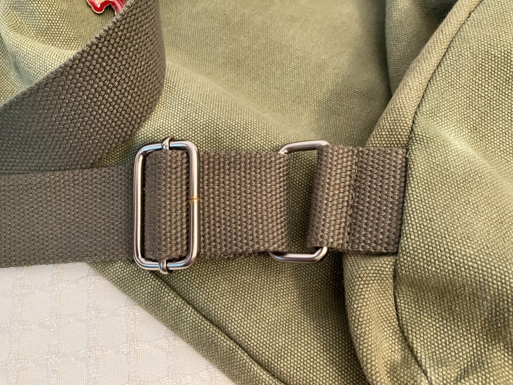 FUZZYNATION Backpack, Pug, Army Green Canvas with Tag, Pre-Owned