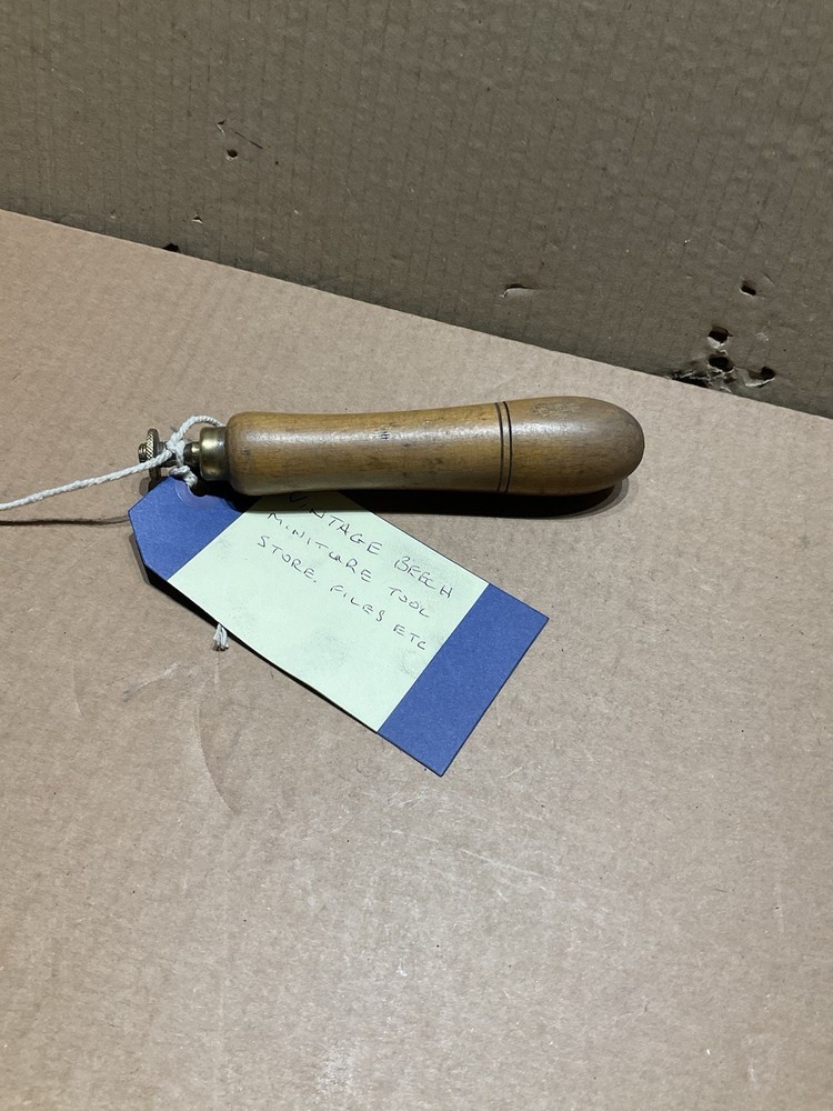 Vintage Beech Screw Top Miniature Tool Holder with Tools