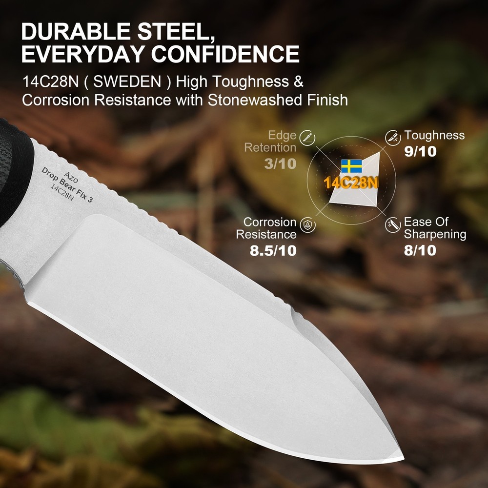 Kizer Drop Bear Fix 3 Fixed Knife 14C28N Blade G10 Handle Medium Size 1101A1