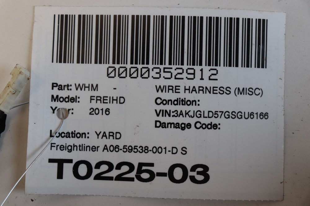 2013-2017 FREIGHTLINER CASCADIA 125 PANEL SWITCH CABLE WIRE A06-59538-001-D OEM