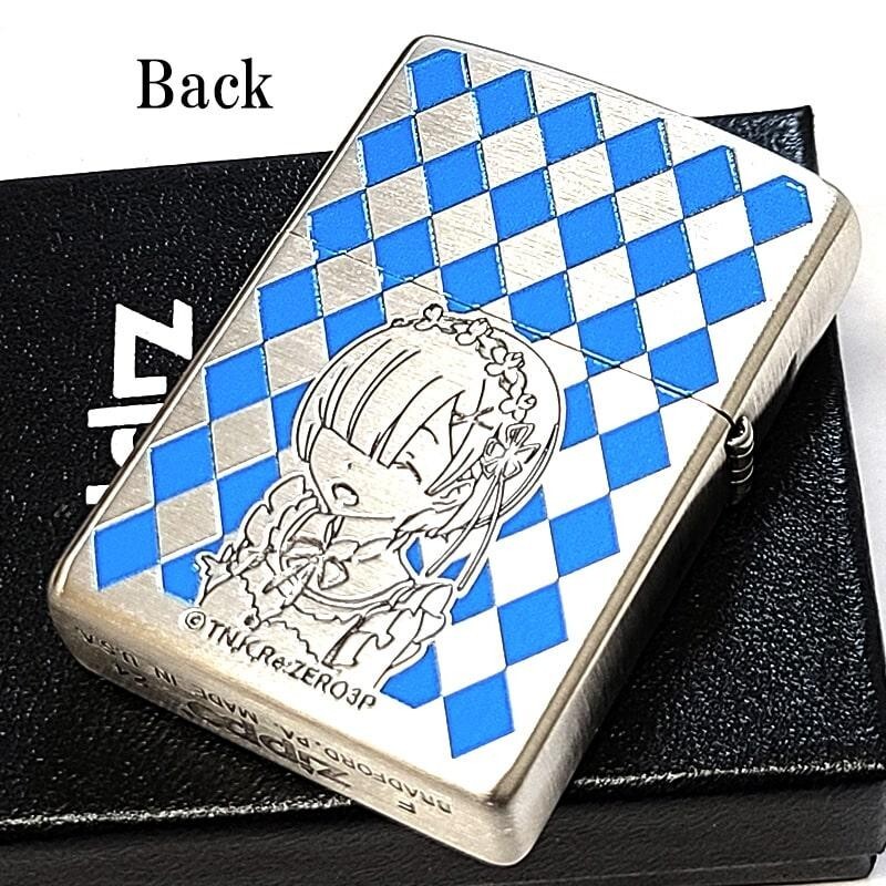 Zippo Re Zero Rem Silver Satin Etching 2 Sided Processing Lighter Regular Japan