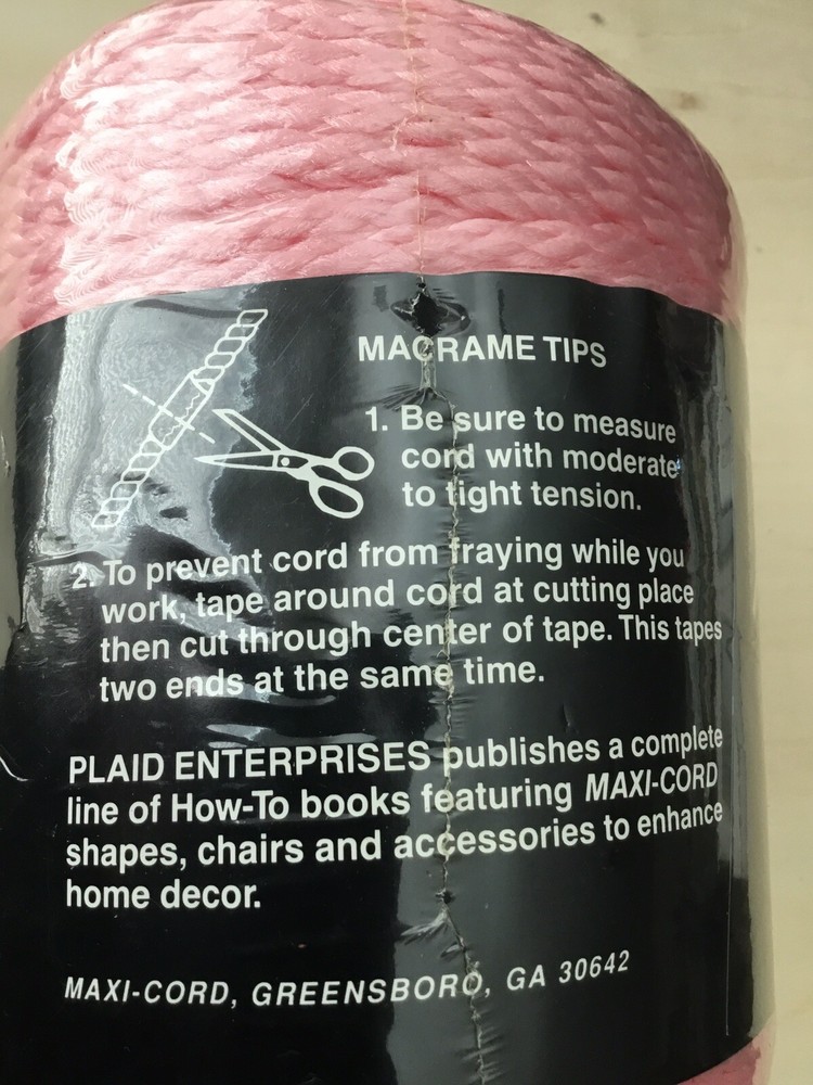NEW in Pkg Maxi-Cord Braided Polypropylene Macrame 100 Yds 6mm Light Pink