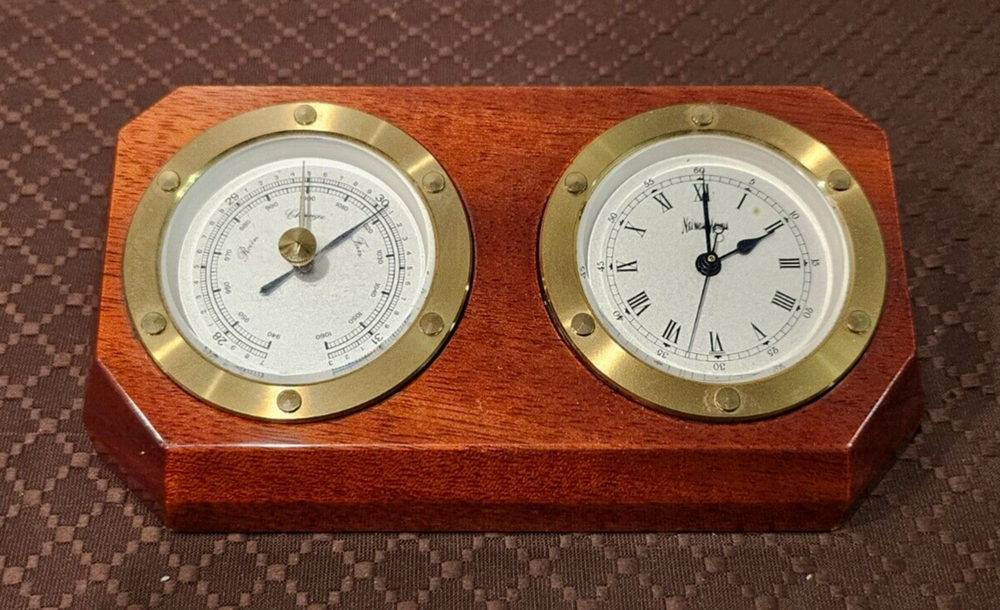 Neiman Marcus Desk Clock And Barometer AS-IS
