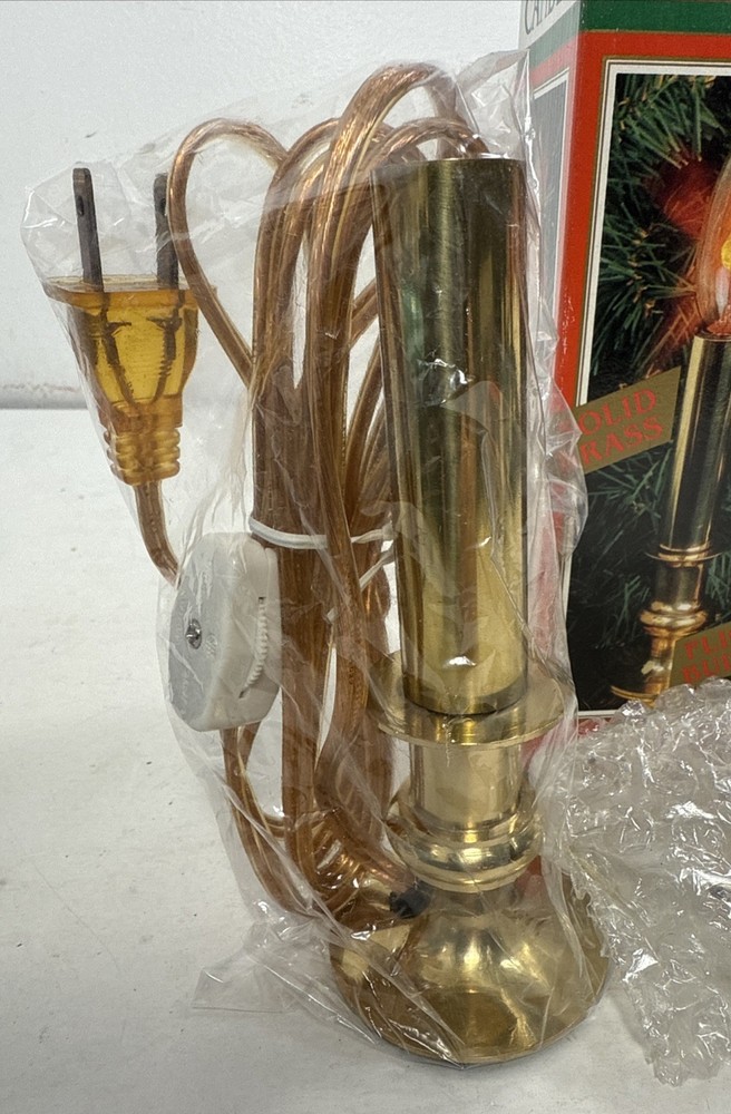 Vintage American Tree Solid Brass Electric Candle w/ Flicker Bulb