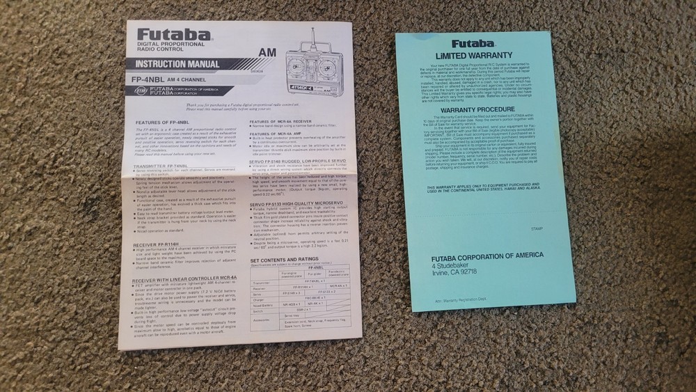 Futaba FP-T4NBL Attack 4 Series Transmitter AM 75 Remote Control System