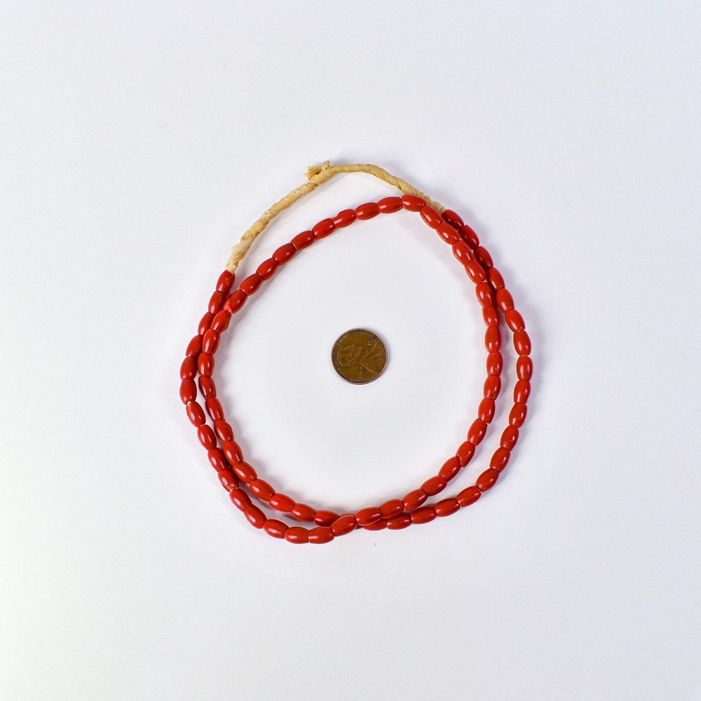 Bohemian Rice Molded Red Trade Beads