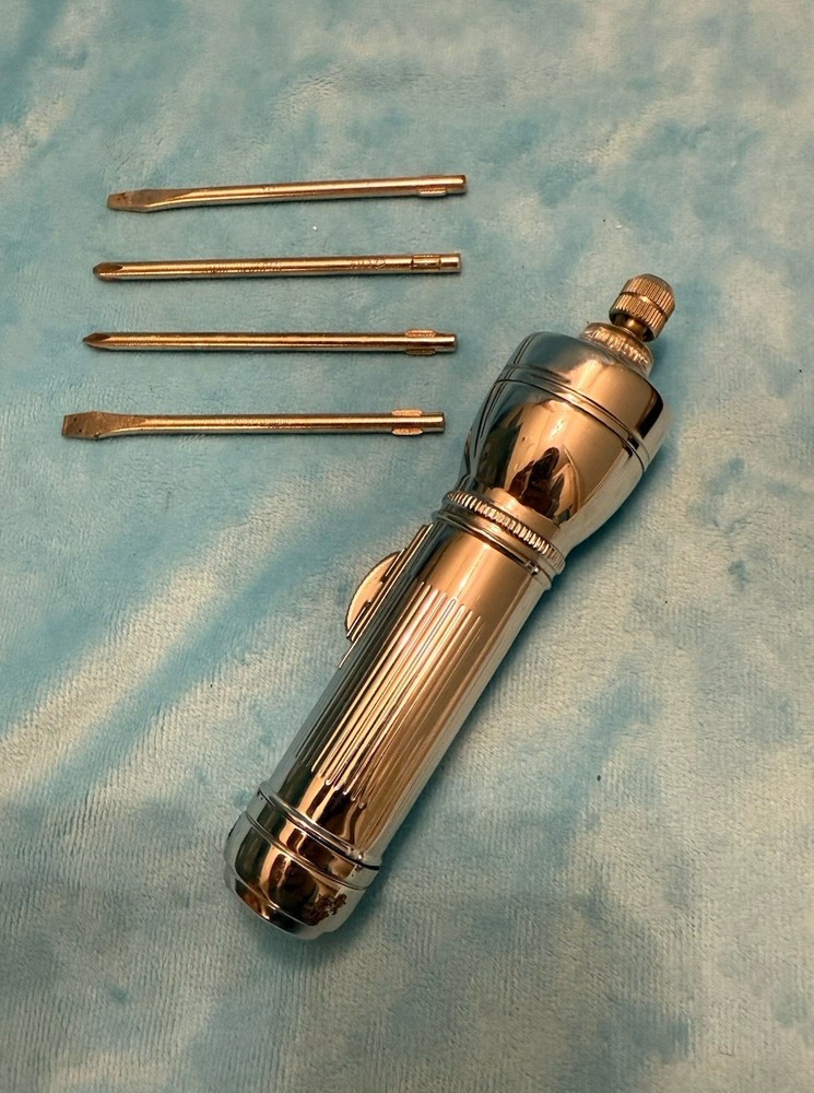 Vintage Flashlight Screwdriver Combination Screwdriver Bits & Case Sunrise Japan