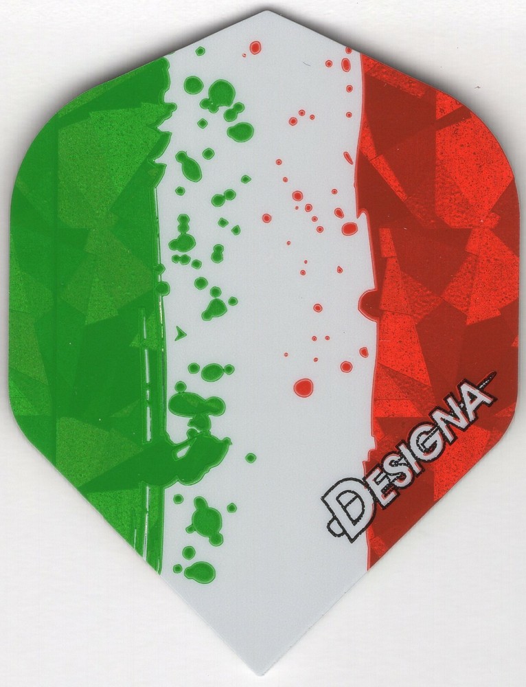 Splattered Italian Flag Dart Flights: 3 per set