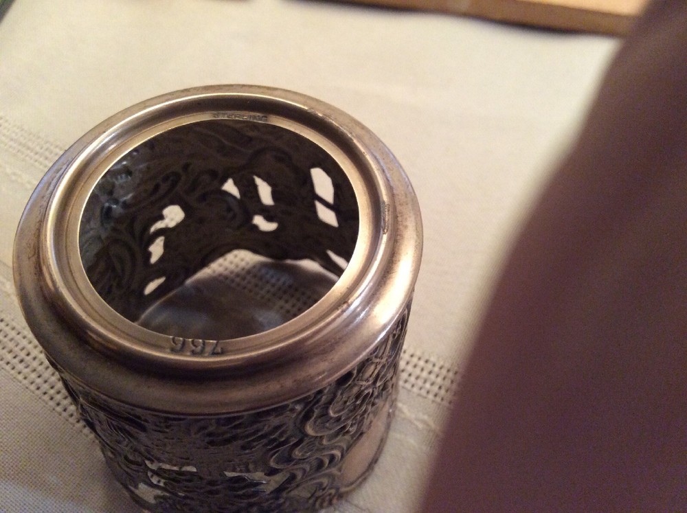Antique Silver Marked766 Highly Detailed Cup Holder