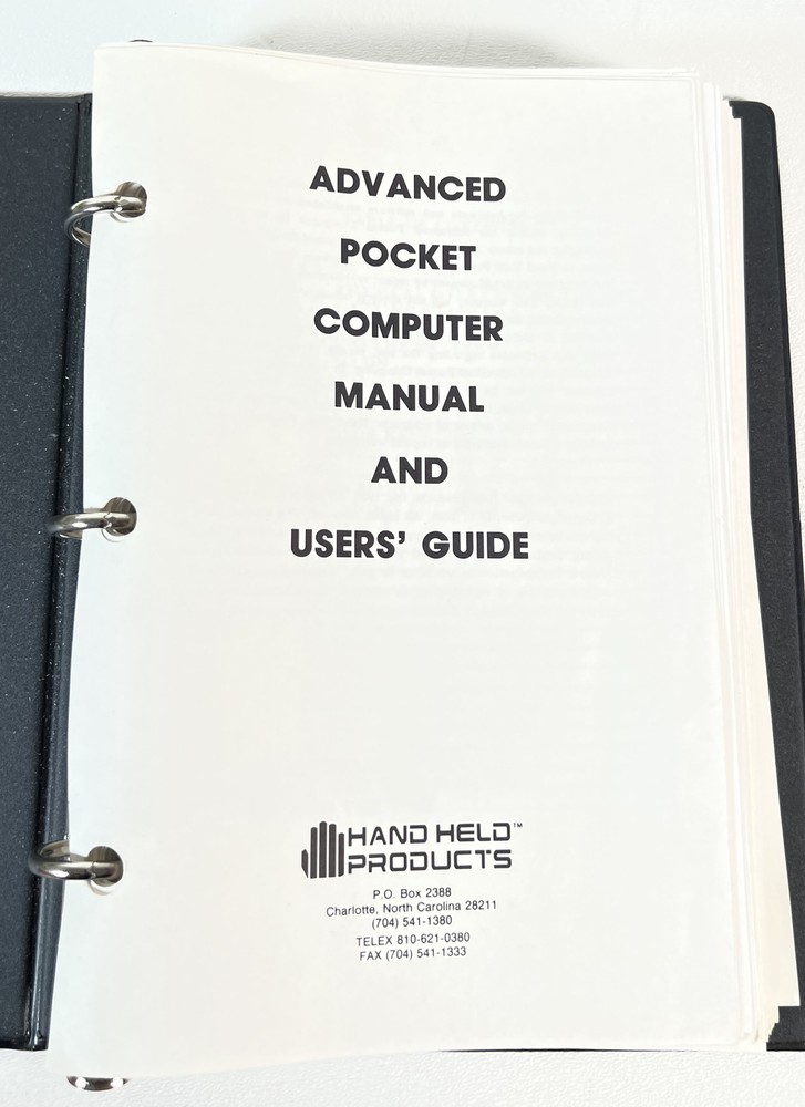 Hand Held Products Advanced Pocket Computer Manual & Users Guide HTF