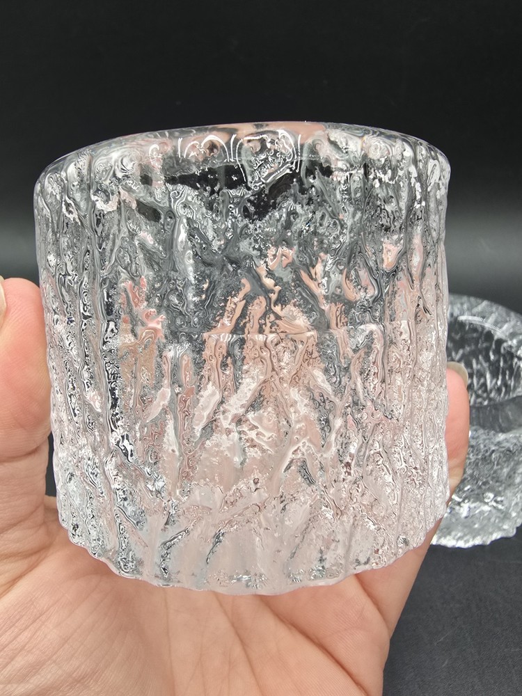 2 PC MCM Thick Ice Glacier Candle Holders