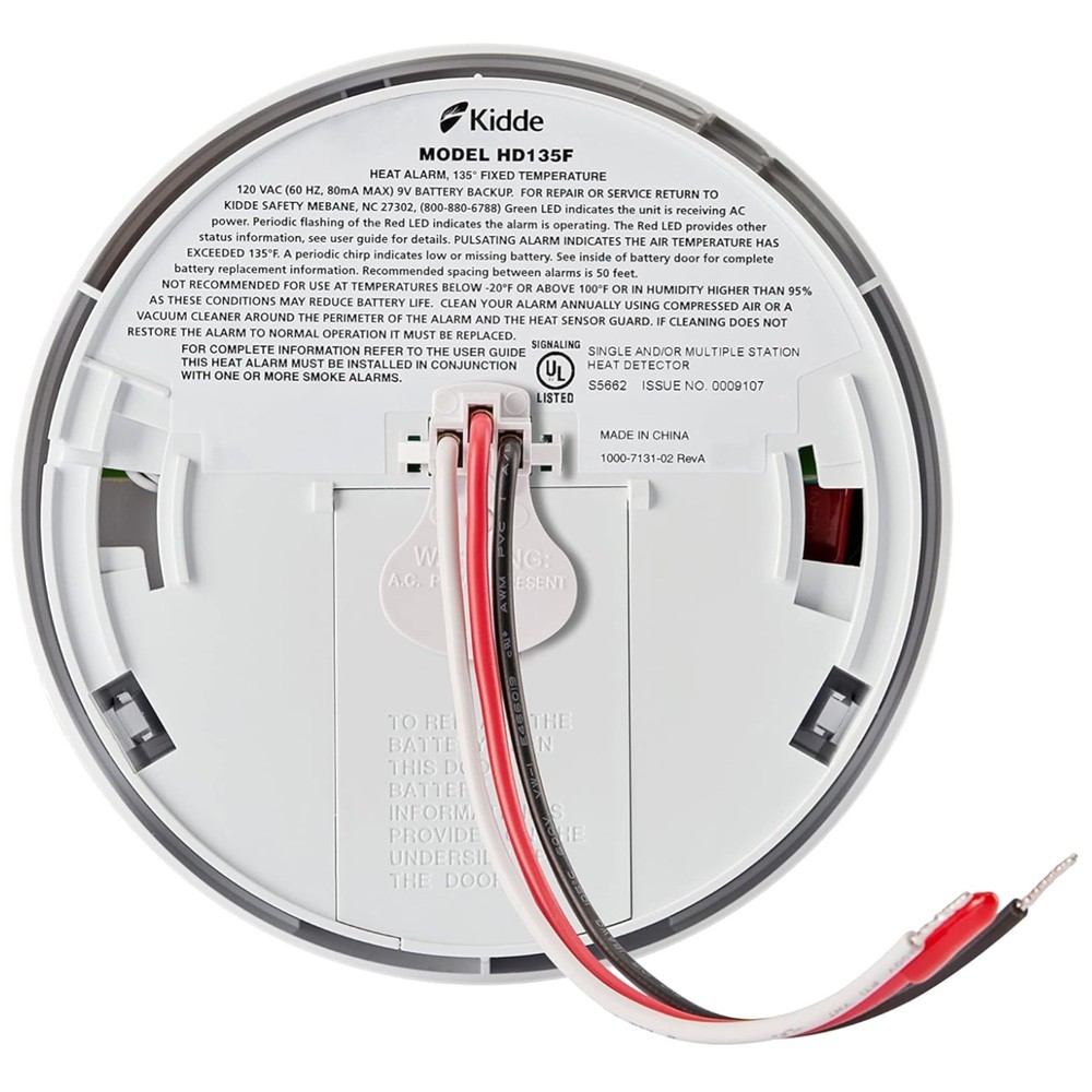 Hardwired Heat Detector with Battery Backup