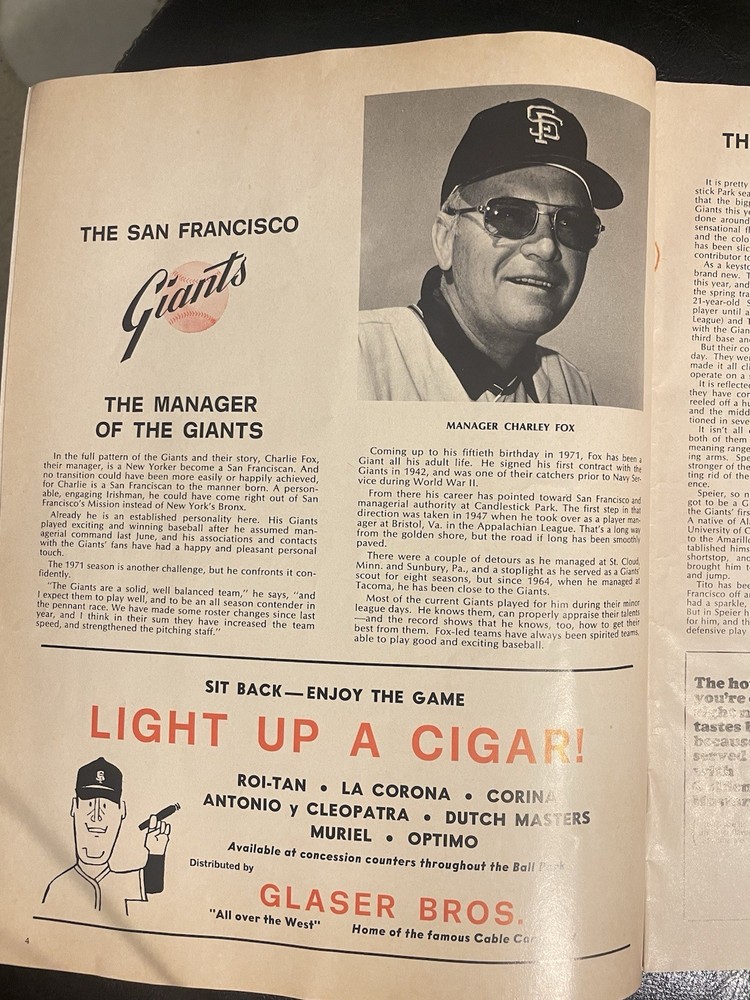 San Francisco Giants 1971 Program And Scorecard.
