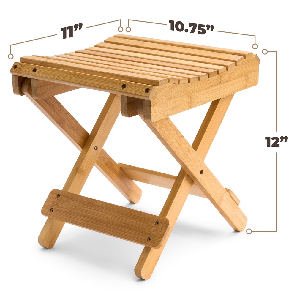 Sorbus Bamboo Folding Step Stool Bench, Natural