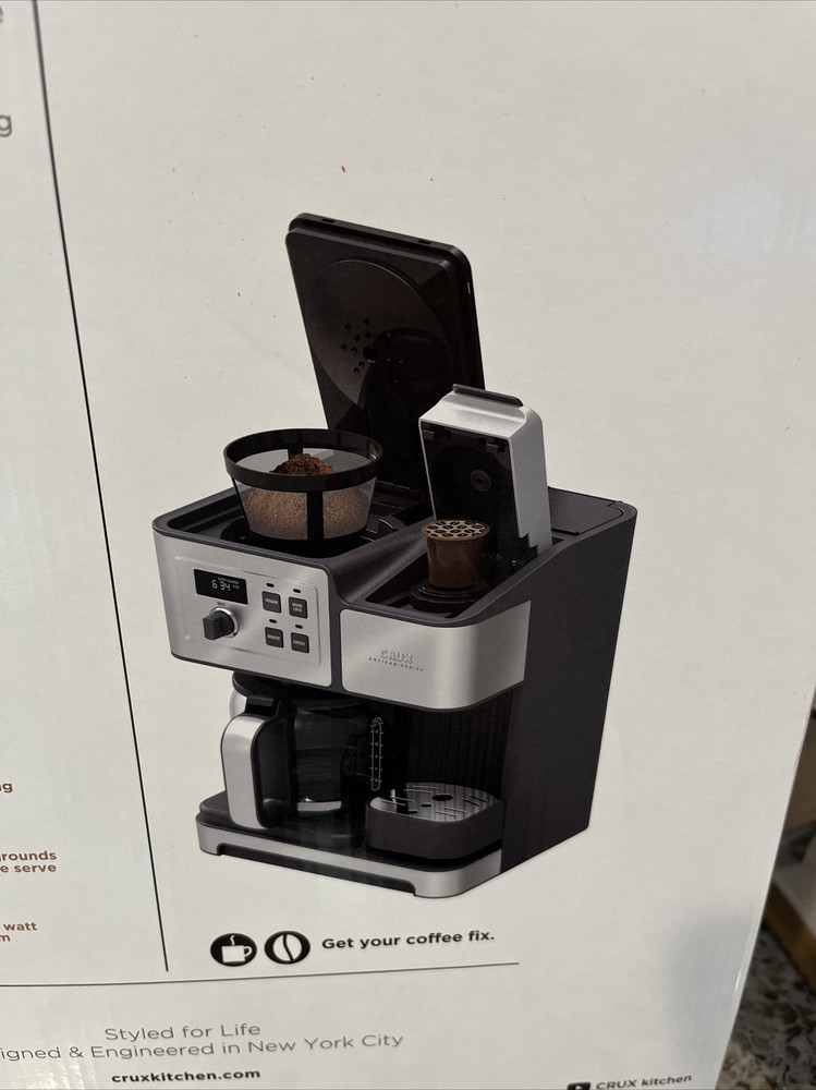 CRUX Artisan Series EasyBrew Coffee Maker in Grey Damaged Missing Crafe
