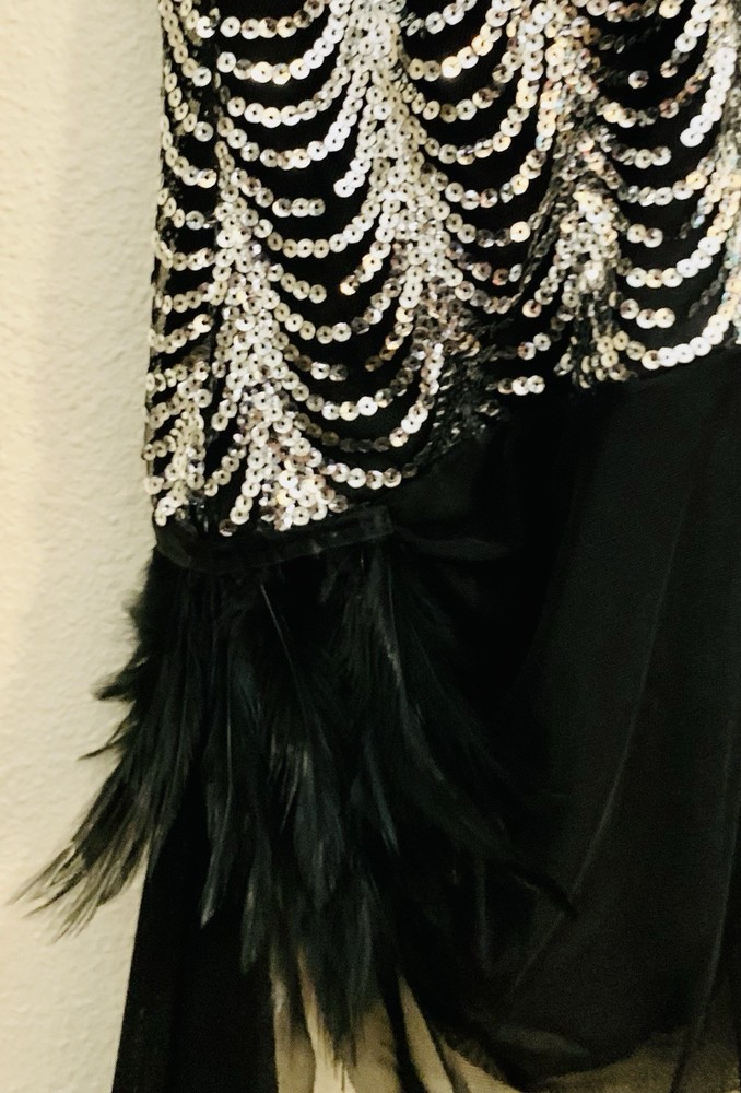 Dance Jazz Kell Womens Size S Silver Sequins Black Mesh Lined Beautiful!