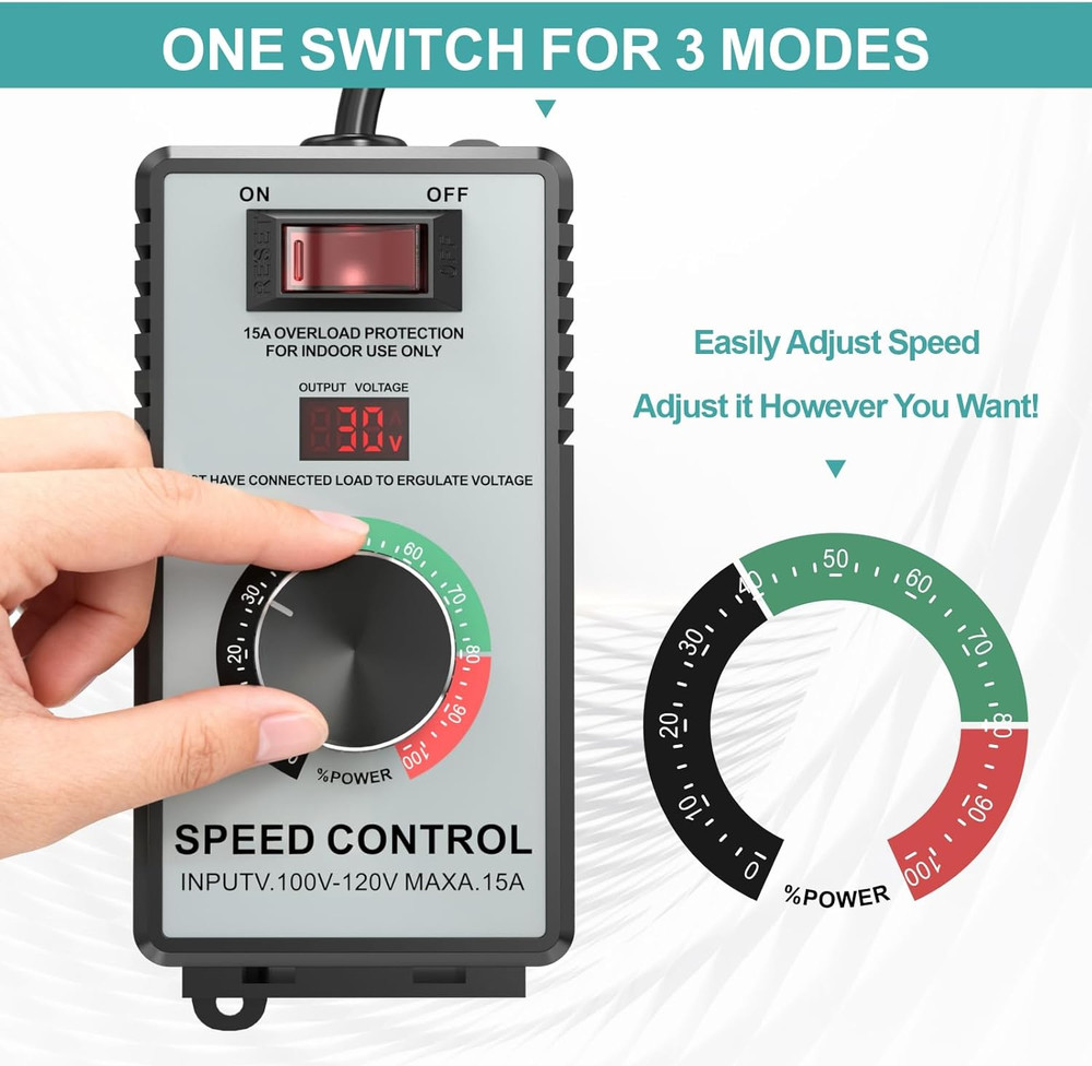 High-Capacity AC Motor Speed Controller 120V 15A 4000W Universal Variable Bright