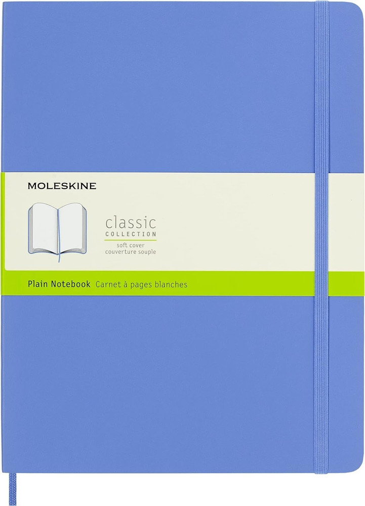 Classic Notebook, Soft Cover, XL (7.5" X 9.5") Plain/Blank, Hydrangea Blue, 192