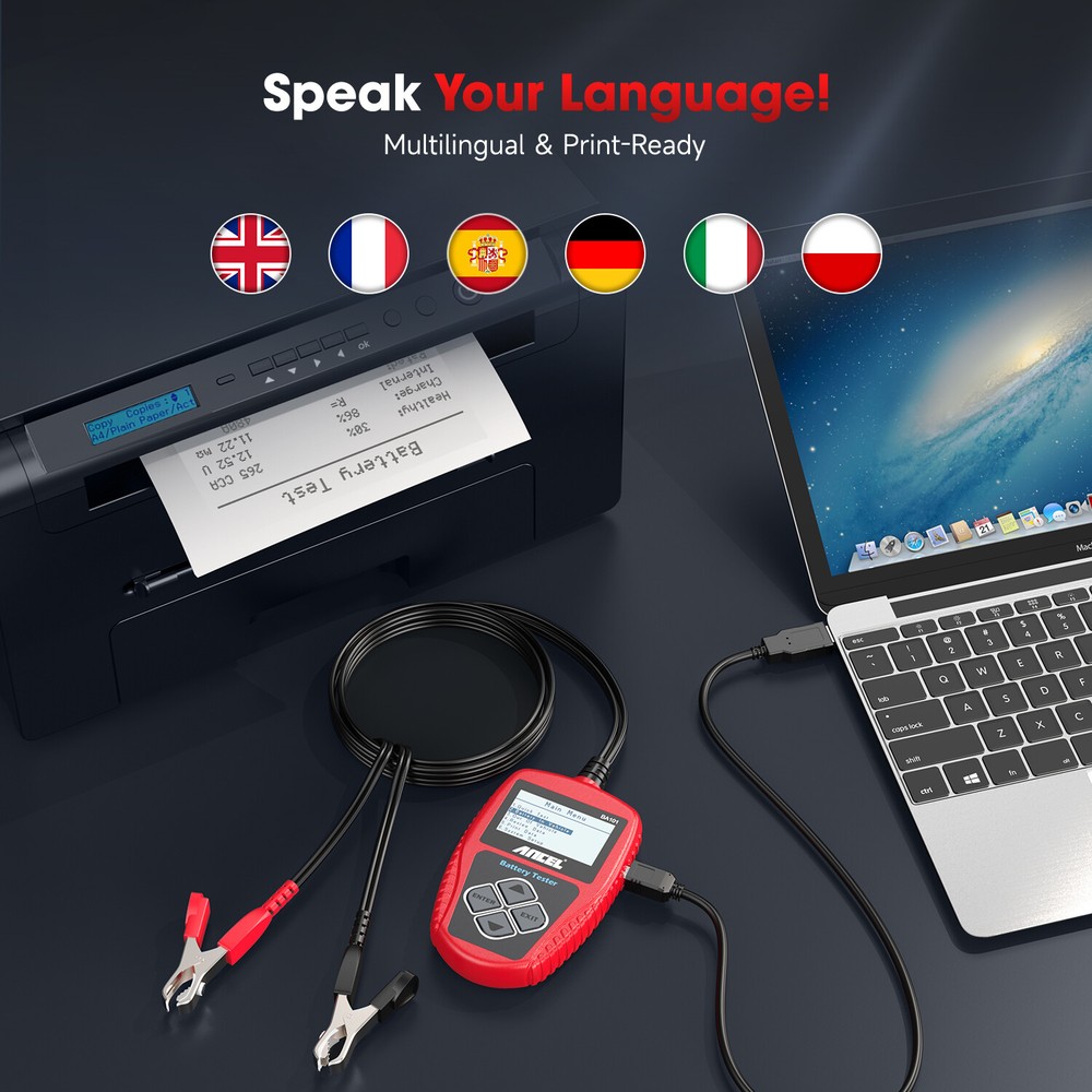 ANCEL BA101 Car Battery Tester 12V Load Tester Cranking Charging System Analyzer