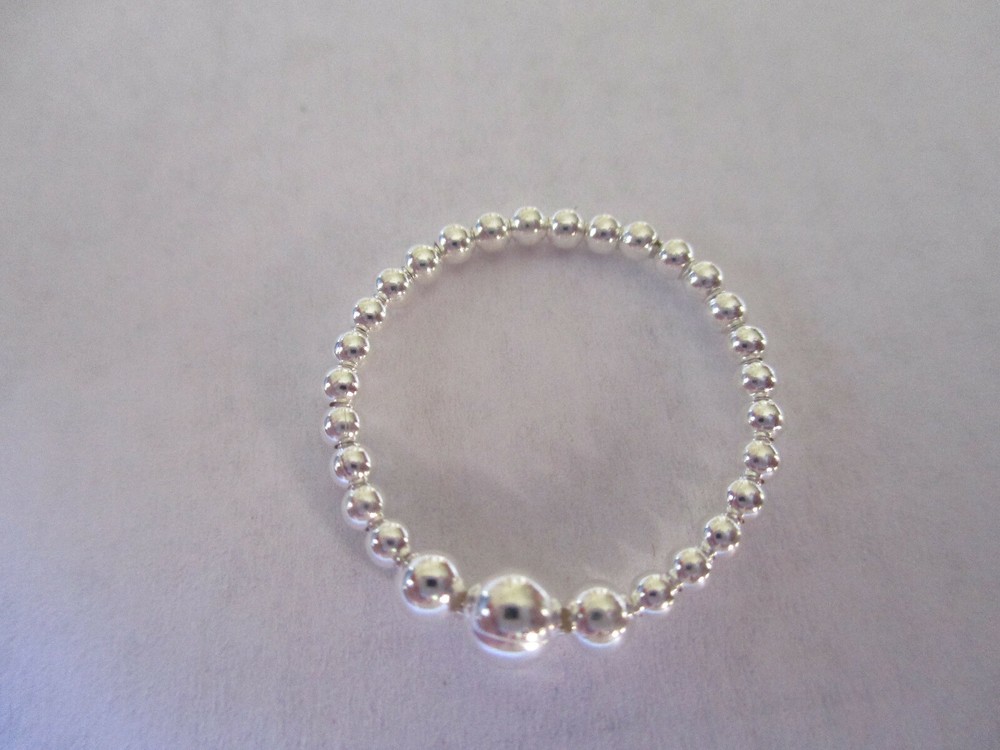 Sterling Silver Ball Bead ring 2mm with a 3 and 4mm center stackable ring size 7